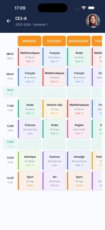 Qismi class schedule and timetable view